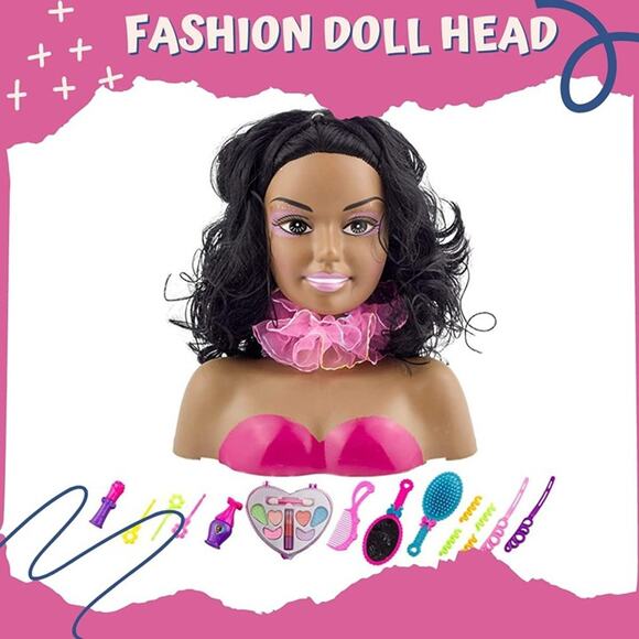 African American Black Makeup and Hair Styling Doll Head Toy Playset - Picture 6 of 6